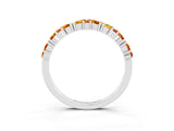 White gold Marquise and Round Citrine Vine Eternity Band with Prong Setting_9