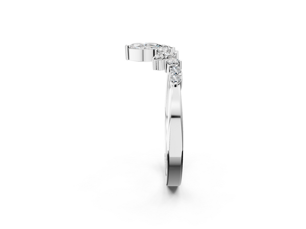 Platinum Marquise and Round Diamond Chevron Band with Prong Setting