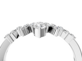 White gold Marquise and Round Diamond Chevron Band with Prong Setting_116