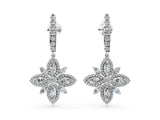White gold Marquise and Round Diamond Floral Huggie Drop Earrings_4