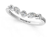 White gold Marquise and Round Diamond Half Eternity Band with Prong Setting_3