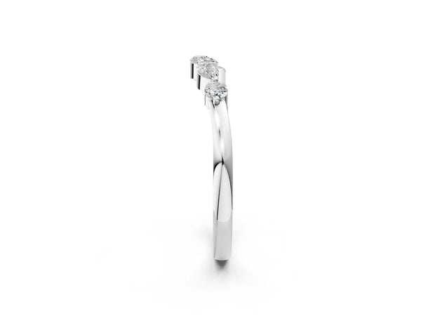 White gold Marquise and Round Diamond Half Eternity Band with Prong Setting