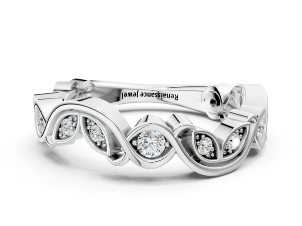 Platinum Marquise and Round Diamond Infinity Eternity Band with Bezel Setting