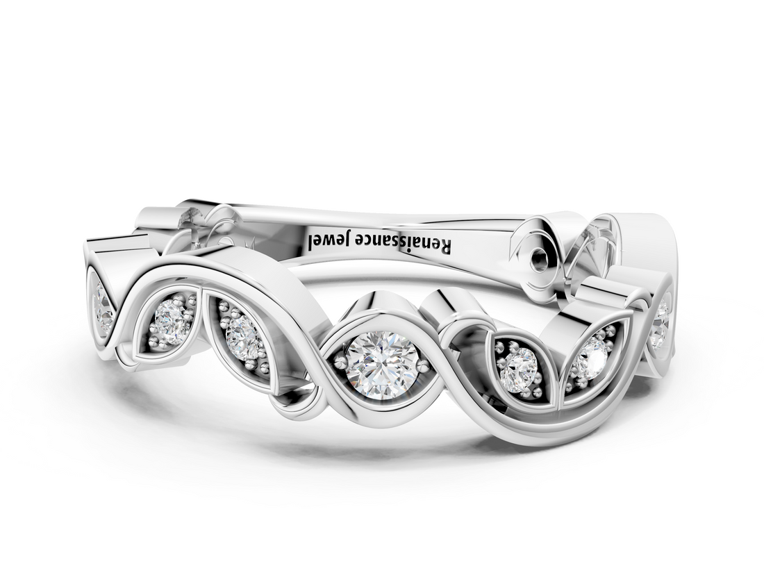 White gold Marquise and Round Diamond Infinity Eternity Band with Bezel Setting_35