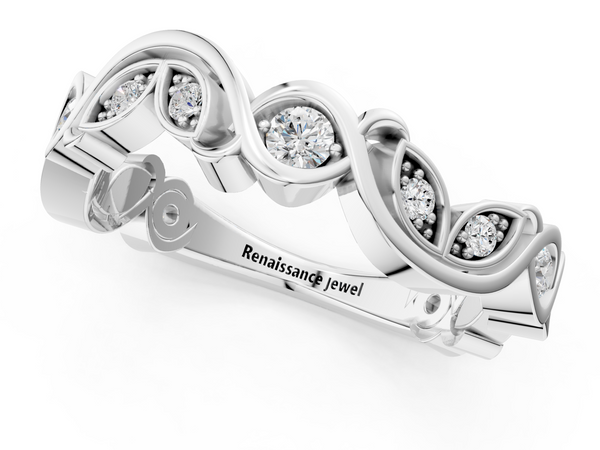 White gold Marquise and Round Diamond Infinity Eternity Band with Bezel Setting