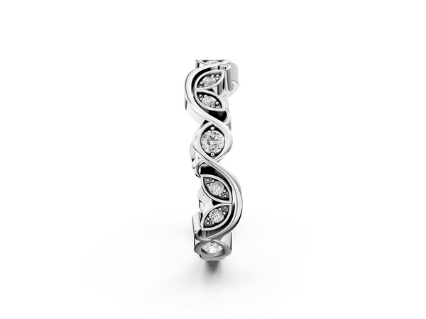 Platinum Marquise and Round Diamond Infinity Eternity Band with Bezel Setting