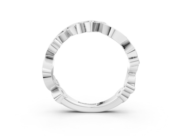 White gold Marquise and Round Diamond Infinity Eternity Band with Bezel Setting