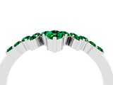 White gold Marquise and Round Emerald Chevron Band with Prong Setting_10