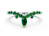 White gold Marquise and Round Emerald Chevron Band with Prong Setting_6