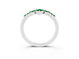 White gold Marquise and Round Emerald Chevron Band with Prong Setting_9