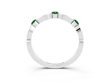 White gold Marquise and Round Emerald Milgrain Band with Bezel Setting_21