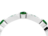 White gold Marquise and Round Emerald Milgrain Band with Bezel Setting_22