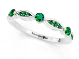 White gold Marquise and Round Emerald Milgrain Band with Bezel Setting_7