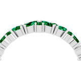 White gold Marquise and Round Emerald Vine Eternity Band with Prong Setting_10