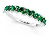 White gold Marquise and Round Emerald Vine Eternity Band with Prong Setting_7