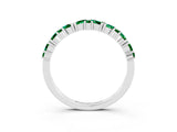 White gold Marquise and Round Emerald Vine Eternity Band with Prong Setting_9