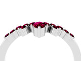 White gold Marquise and Round Garnet Chevron Band with Prong Setting_10