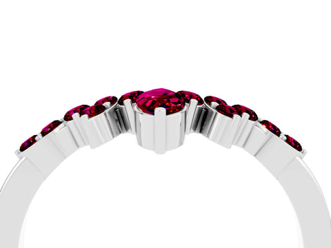 White gold Marquise and Round Garnet Chevron Band with Prong Setting_10