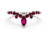 White gold Marquise and Round Garnet Chevron Band with Prong Setting_6