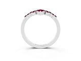 White gold Marquise and Round Garnet Chevron Band with Prong Setting_9