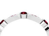 White gold Marquise and Round Garnet Milgrain Band with Bezel Setting_10