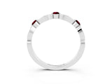 White gold Marquise and Round Garnet Milgrain Band with Bezel Setting_9