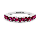 White gold Marquise and Round Garnet Vine Eternity Band with Prong Setting_6