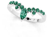 White gold Marquise and Round Green Sapphire Chevron Band with Prong Setting_7