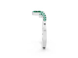 White gold Marquise and Round Green Sapphire Chevron Band with Prong Setting_8
