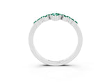 White gold Marquise and Round Green Sapphire Chevron Band with Prong Setting_9