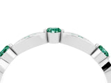 White gold Marquise and Round Green Sapphire Milgrain Band with Bezel Setting_10