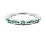 White gold Marquise and Round Green Sapphire Milgrain Band with Bezel Setting_18