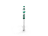White gold Marquise and Round Green Sapphire Milgrain Band with Bezel Setting_20