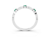 White gold Marquise and Round Green Sapphire Milgrain Band with Bezel Setting_9