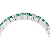 White gold Marquise and Round Green Sapphire Vine Eternity Band with Prong Setting_10
