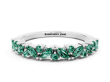 White gold Marquise and Round Green Sapphire Vine Eternity Band with Prong Setting_6