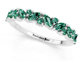 White gold Marquise and Round Green Sapphire Vine Eternity Band with Prong Setting_7