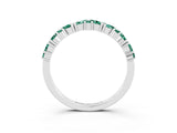 White gold Marquise and Round Green Sapphire Vine Eternity Band with Prong Setting_9