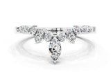 White gold Marquise and Round Moissanite Chevron Band with Prong Setting_6