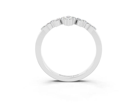 White gold Marquise and Round Moissanite Chevron Band with Prong Setting_9