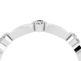White gold Marquise and Round Moissanite Milgrain Band with Bezel Setting_10
