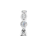 White gold Marquise and Round Moissanite Milgrain Band with Bezel Setting_11