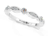 White gold Marquise and Round Moissanite Milgrain Band with Bezel Setting_19
