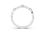 White gold Marquise and Round Moissanite Milgrain Band with Bezel Setting_21