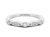 White gold Marquise and Round Moissanite Milgrain Band with Bezel Setting_6