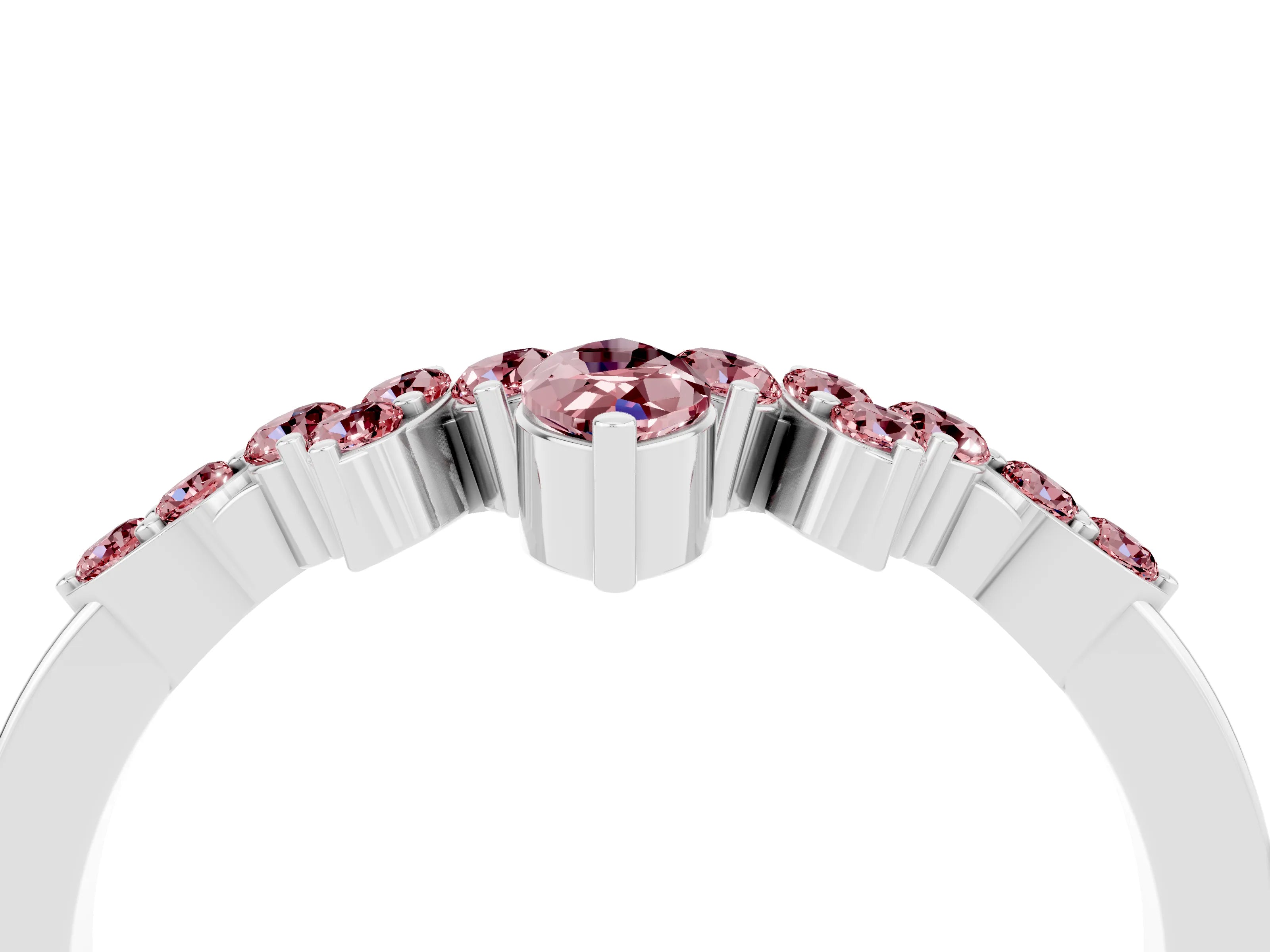 White gold Marquise and Round Morganite Chevron Band with Prong Setting_10