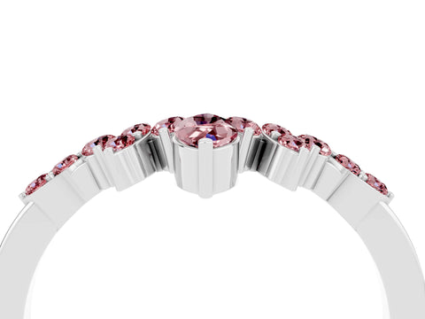 White gold Marquise and Round Morganite Chevron Band with Prong Setting_10