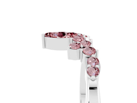 White gold Marquise and Round Morganite Chevron Band with Prong Setting_11
