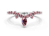White gold Marquise and Round Morganite Chevron Band with Prong Setting_6