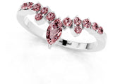 White gold Marquise and Round Morganite Chevron Band with Prong Setting_7